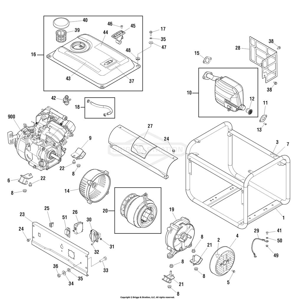 Main Unit (80011985) Diagram and Parts List for 030670-00  Briggs and Stratton Generator